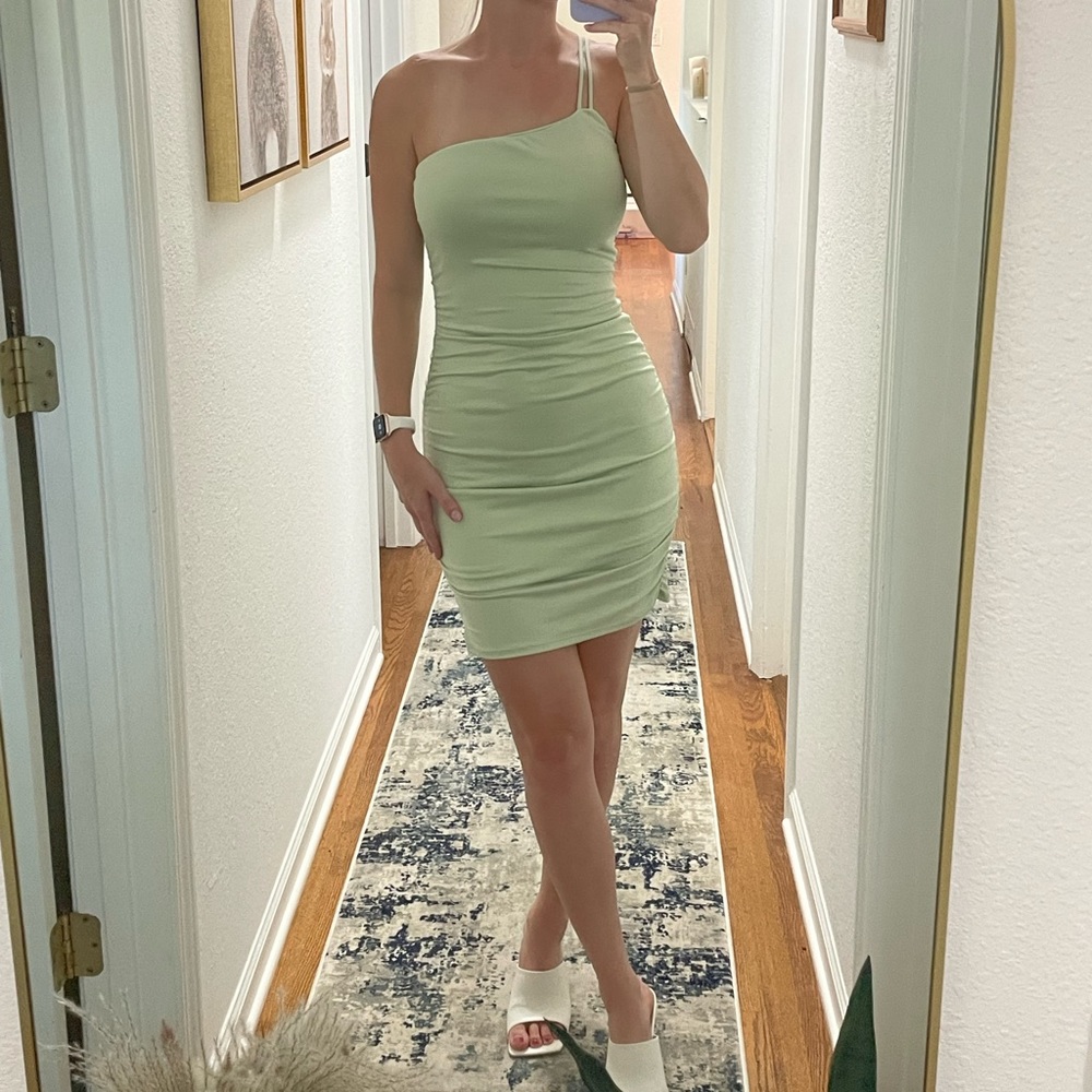 NWT mint green one shoulder mini dress